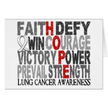 Hope Word Collage Lung Cancer Cards