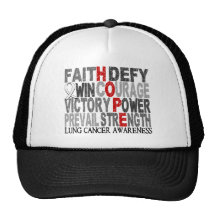 Hope Word Collage Lung Cancer Hats