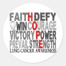 Hope Word Collage Lung Cancer Round Stickers