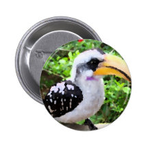 hornbill painting bird sideways button