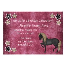 Horse and Flowers Birthday Invitation ~ Girls