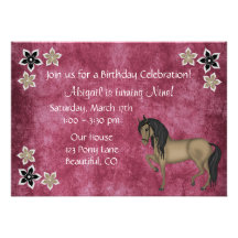 Horse and Flowers Birthday Invitation ~ Girls