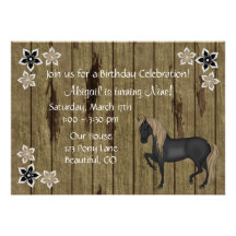 Horse and Flowers Birthday Invitation ~ Girls