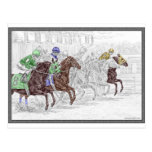 Horse Breaking from Starting Gate at Race Post Card