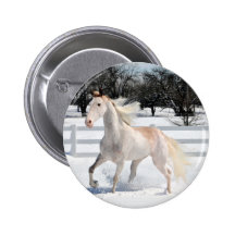 Horse in Snow Pinback Buttons
