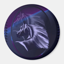 Horse Silhouette Shadowed Oval Magnet