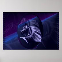 Horse Silhouette Shadowed Oval Print