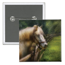 Horse - White Stallion Button