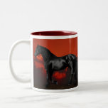 Horses at silhouette at sunset mug