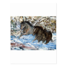 Horses in the Snow Post Card