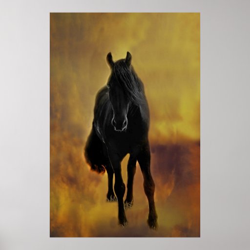 Horses silhouette print