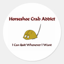 Horseshoe Crab Addict Round Sticker