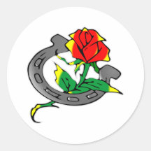 Horseshoe & Rose Tattoo Sticker