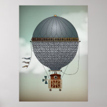 Hot Air Balloon Airship Indigon | Steampunk Travel Print