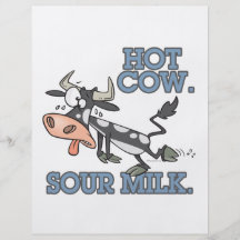 hot cow sour milk funny cartoon moo cow flyer