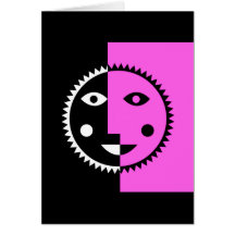 Hot Pink Abstract Sun Card
