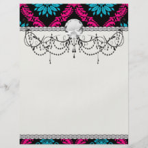 hot pink and aqua blue black ornate damask custom flyer
