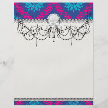 hot pink and aqua blue navy ornate damask flyer