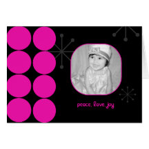 Hot Pink and Black Holiday Photo Card