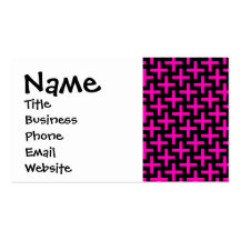 Hot Pink and Black Pattern Crosses Plus Signs Business Card Template