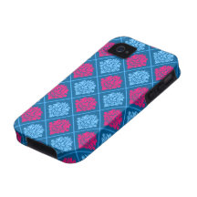 hot pink and blue diamond damask Case-Mate iPhone 4 case