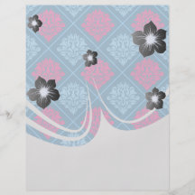 hot pink and blue diamond damask flyers
