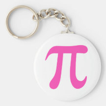 Hot pink and white pi symbol keychain or keyring