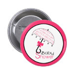 Hot Pink Baby Shower Button - Umbrella