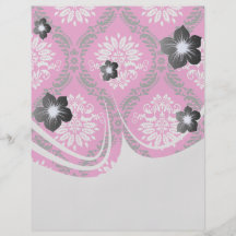 hot pink black white ornate damask personalised flyer