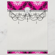 hot pink black white ornate damask full colour flyer