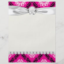 hot pink black white ornate damask full colour flyer
