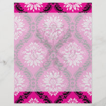 hot pink black white ornate damask flyer design