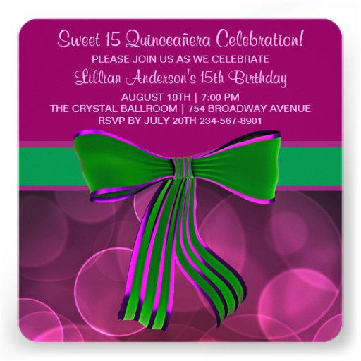 Hot Pink Bubbles Sweet 15 Quinceanera Personalized Announcement