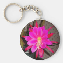 Hot Pink Cactus Flower Keychain