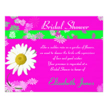 Hot Pink Daisy Bridal Shower Invite