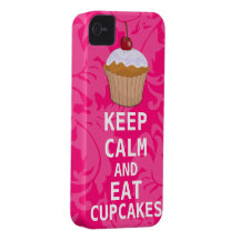 Hot Pink Damask KEEP CALM AND Eat Cupcakes iPhone 4 Covers