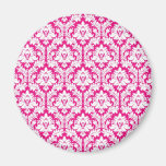 Hot Pink damask Magnets