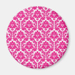 Hot Pink Damask Refrigerator Magnets
