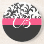 Hot Pink Floral Drink Coaster