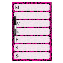 Hot Pink Leopard Animal Print Weekly Calendar Dry-Erase Whiteboard