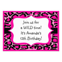 Hot Pink Leopard Print Birthday Invitation