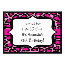 Hot Pink Leopard Print Birthday Invitation