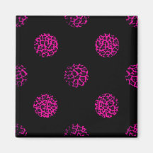 Hot Pink Leopard Print Polka Dots Magnet