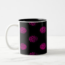 Hot Pink Leopard Print Polka Dots Mugs