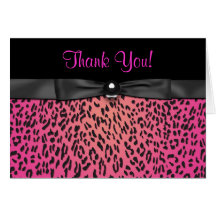 Hot Pink Leopard Thank You Cards