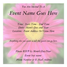 Hot Pink Painted Daisy Invitation