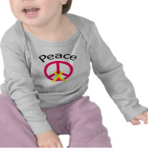 Hot Pink Peace Word & Ribbon Tee Shirt