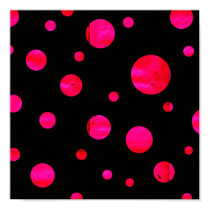 Hot pink polka dots print posters