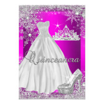 Hot Pink Quinceanera 15th Birthday Party Invite