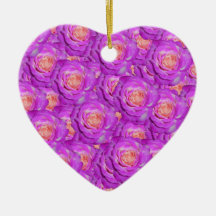 Hot pink roses christmas tree ornament